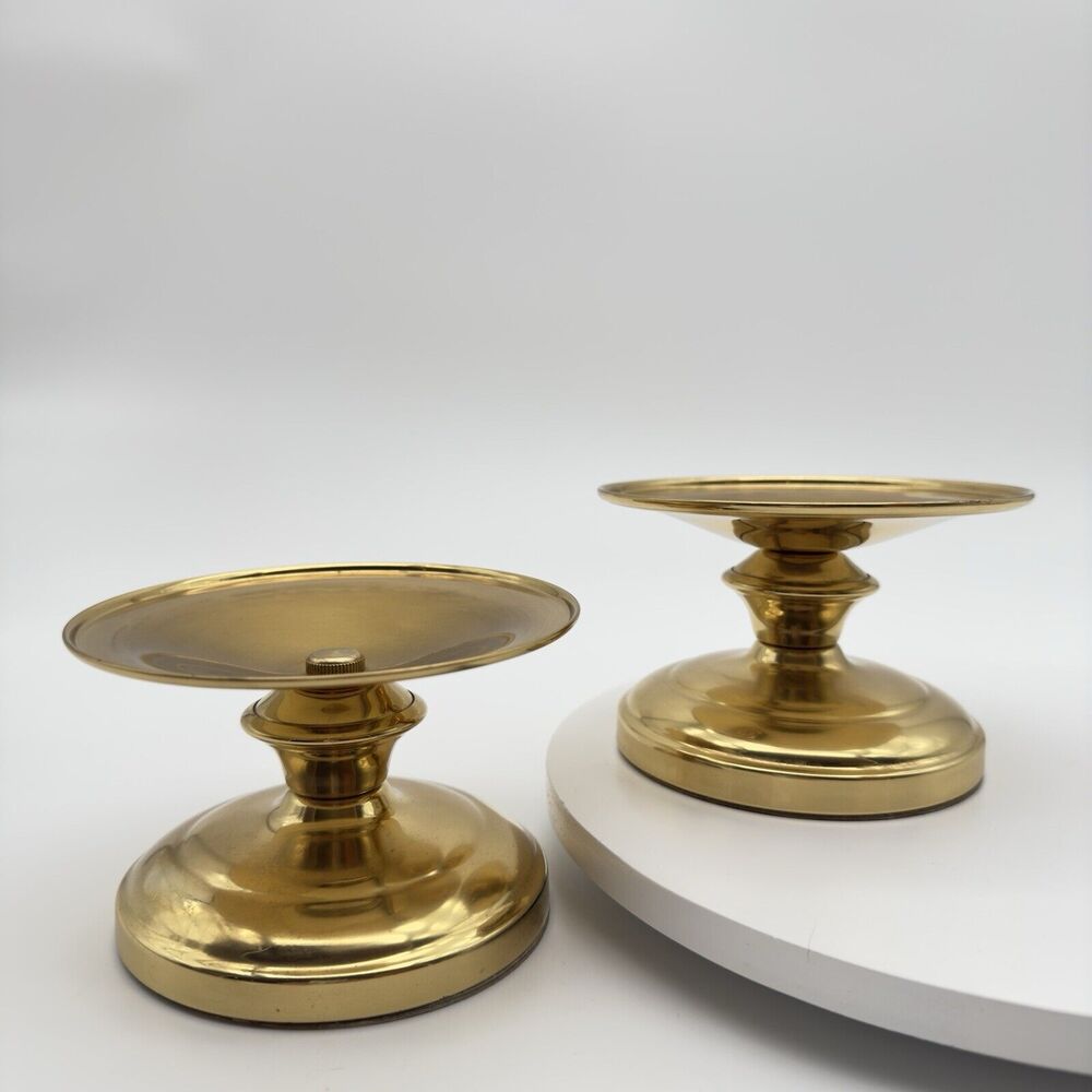 Vintage Copper Craft Brass Candlestick Holders Set Of 2 For 3-4" Pillar Candle - Picture 2 of 10